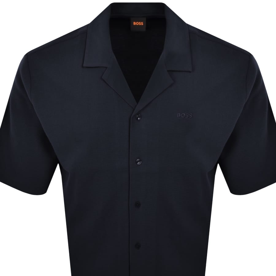 BOSS Waffle Oversized Shirt Navy | Mainline Menswear